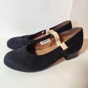 Bloch Canvas Character Dance Shoes Mary Jane Elastic Strap Leather Sole Size 1G